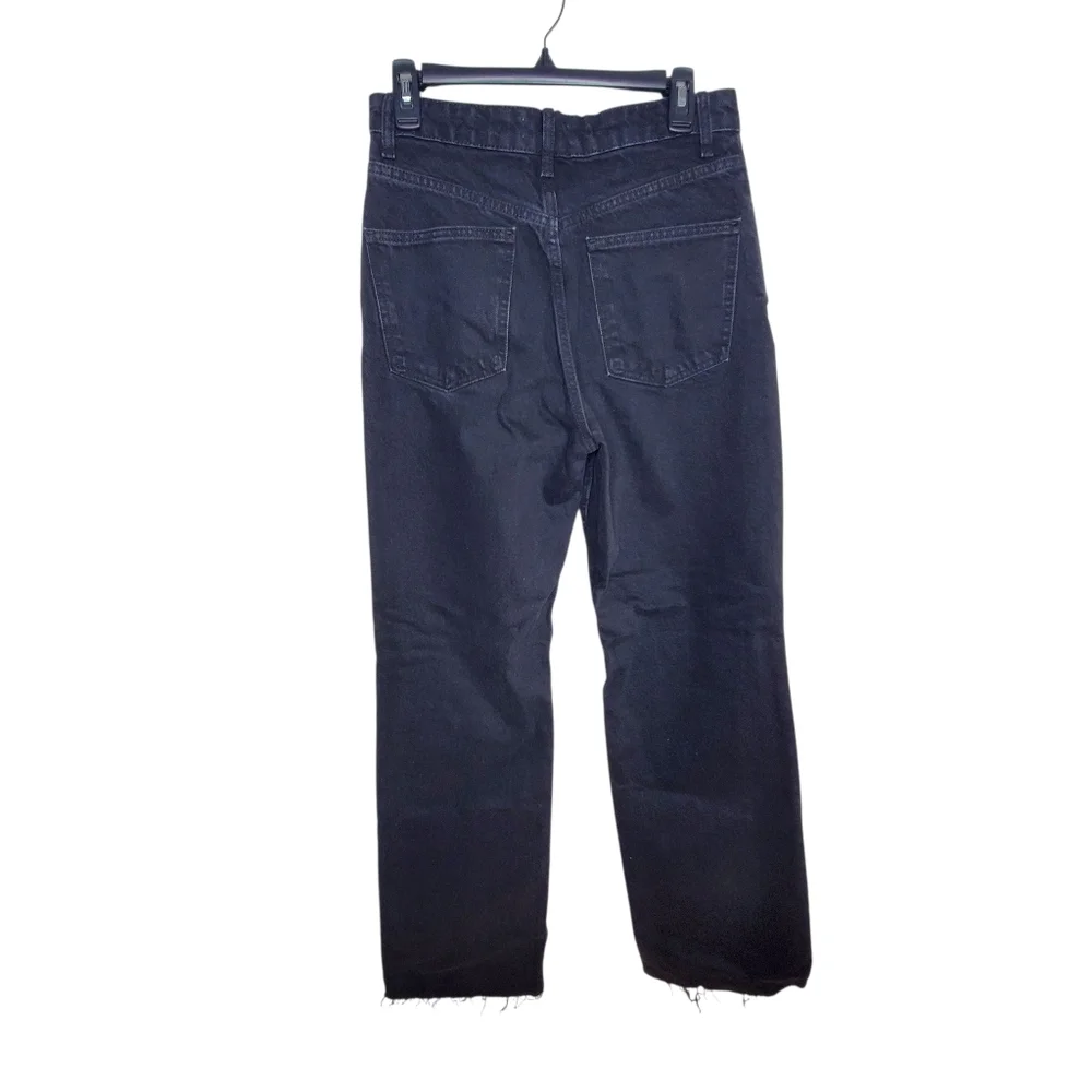 Zara Straight Leg Black Distressed Jeans Size 8 New #184